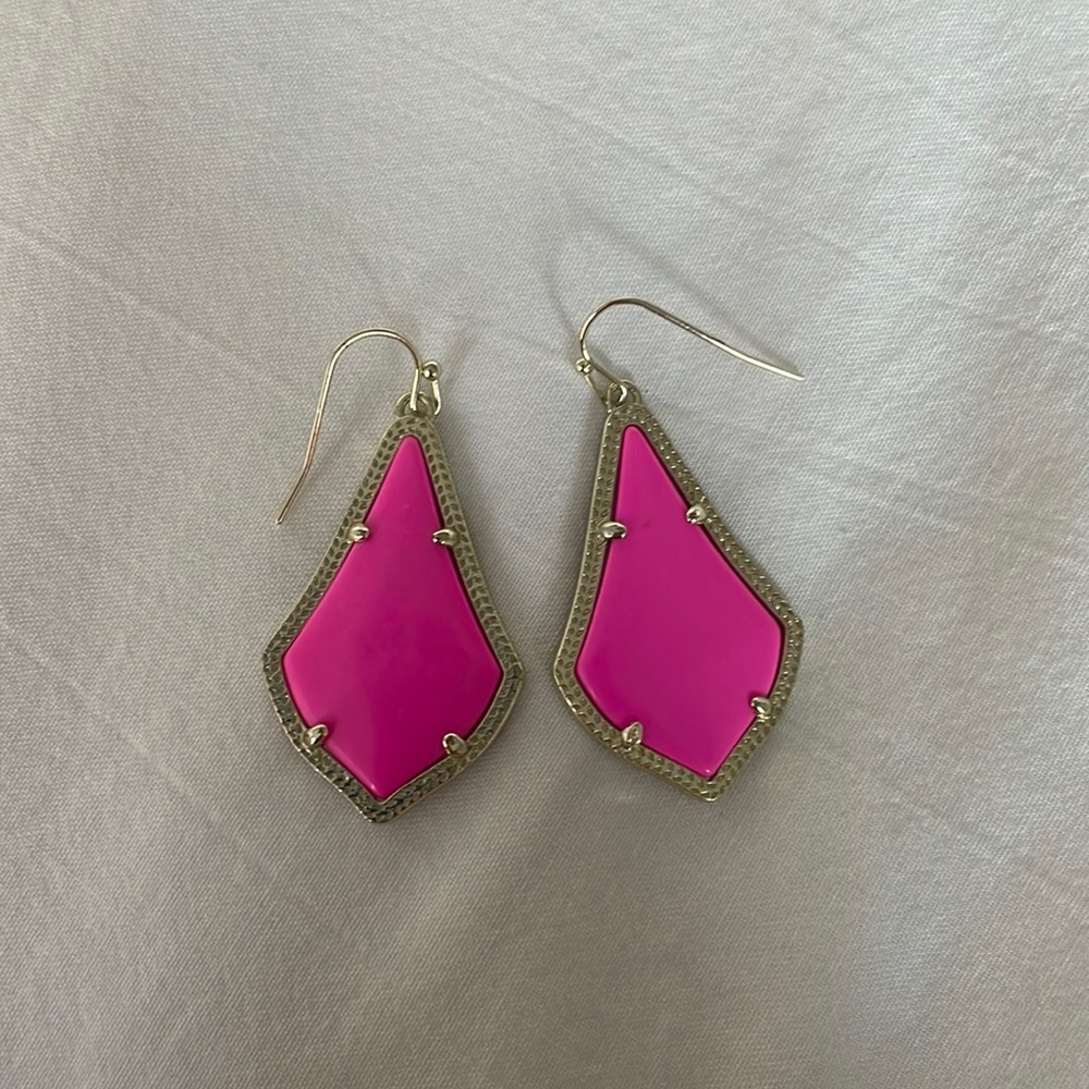 Kendra Scott Pink Gold Dangle Earrings Pink Stone